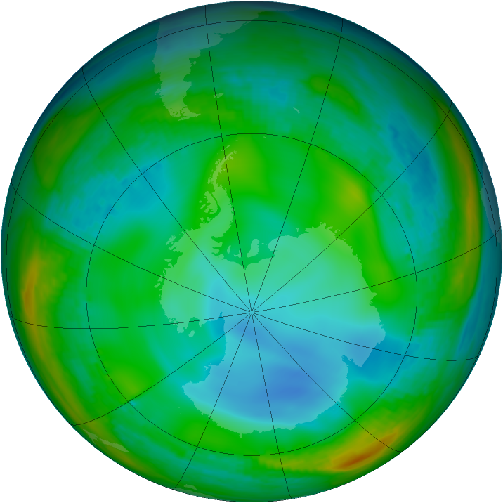 Antarctic ozone map for 01 July 1991